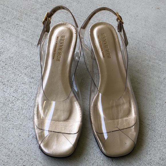 BOB BAKER Cinderella Clear Peep Toe Sling Back Heels - Picture 6 of 14